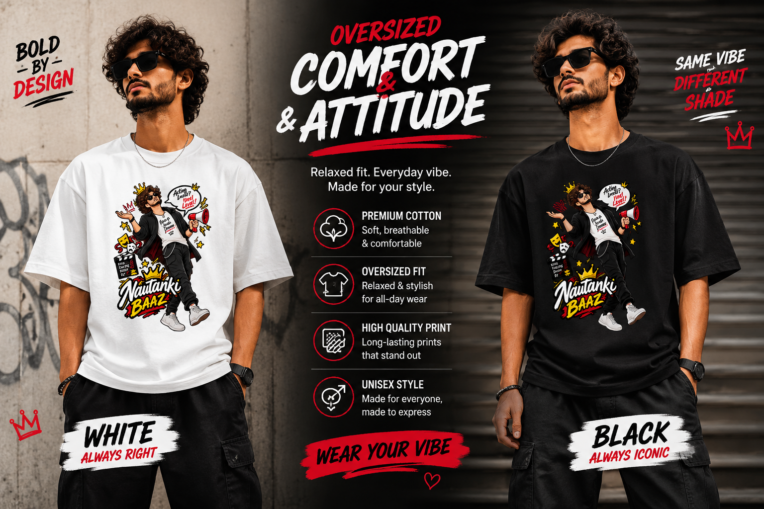 Nautanki Baaz Standard Crew T-Shirt